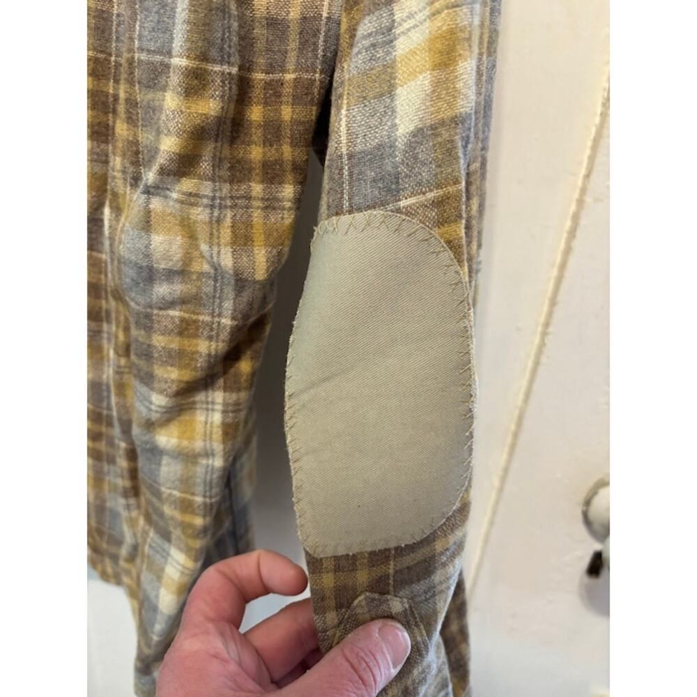 Vintage Pendleton Wool Board Flannel brown Plaid Flap Pockets. Unique Sz m - Picture 7 of 10